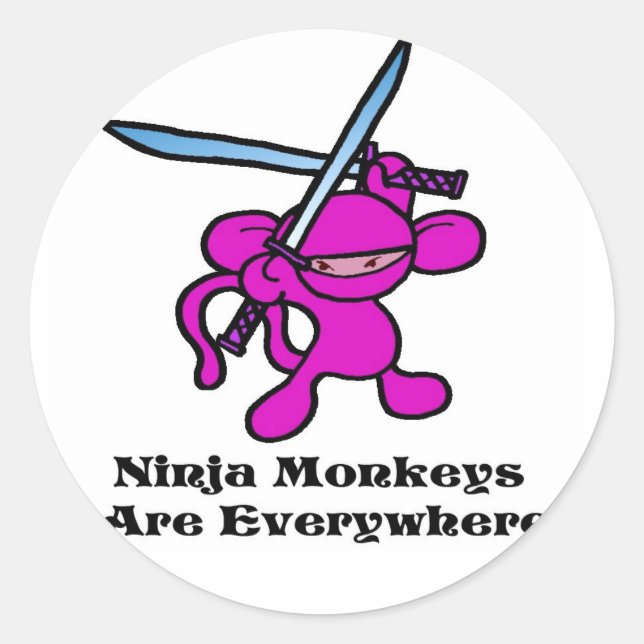 Pink Ninja OverHead Classic Round Sticker (Front)
