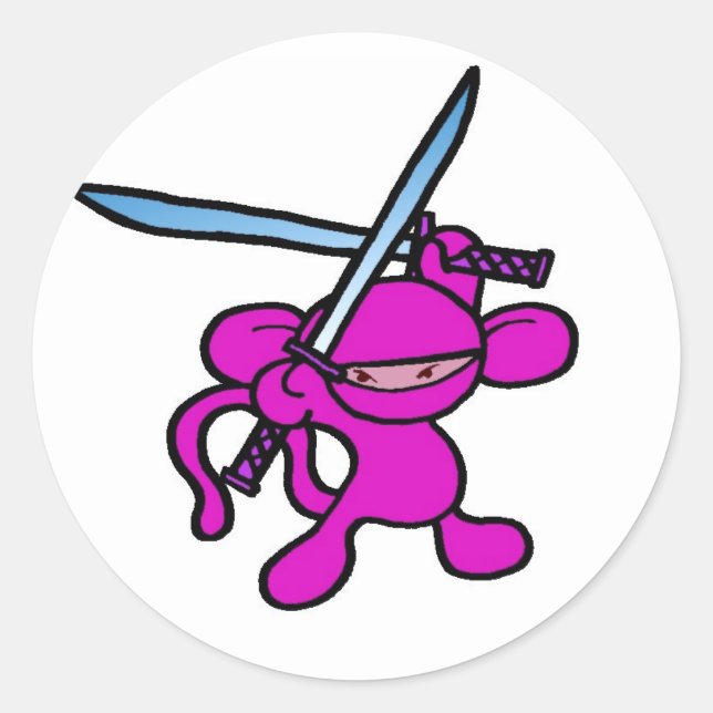 Pink Ninja OverHead-No Words Classic Round Sticker (Front)