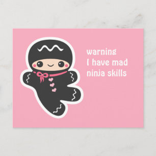 Pink Ninjabread Man Postcard