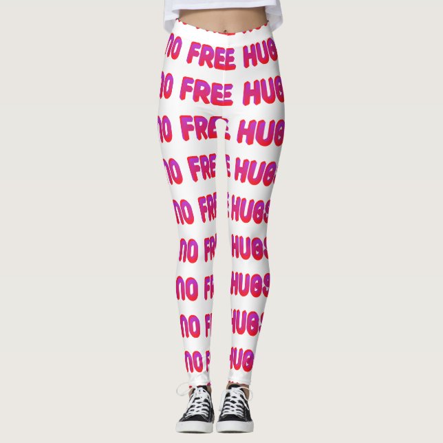 Pink No Free Hugs Leggings (Front)
