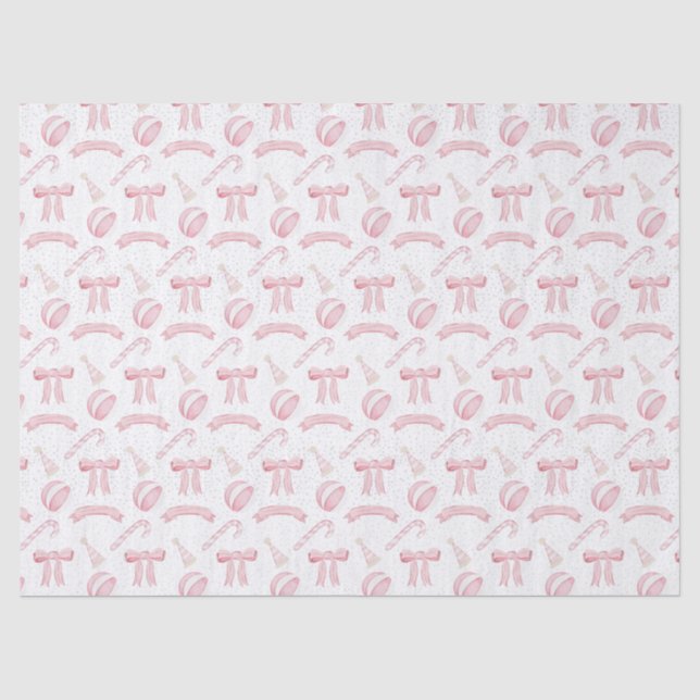 Pink Noel candy Xmas no background customise  Tissue Paper (Front)