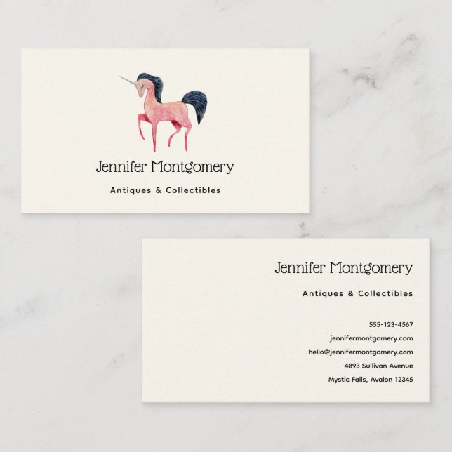 Pink Nordic Unicorn with Black Mane Business Card (Front/Back)