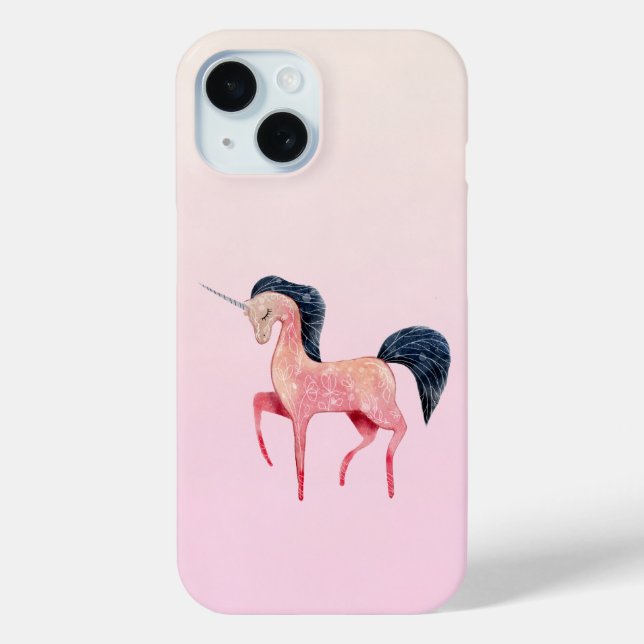 Pink Nordic Unicorn with Black Mane Case-Mate iPhone Case (Back)