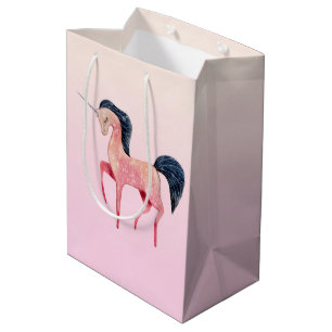 Pink Nordic Unicorn with Black Mane Medium Gift Bag