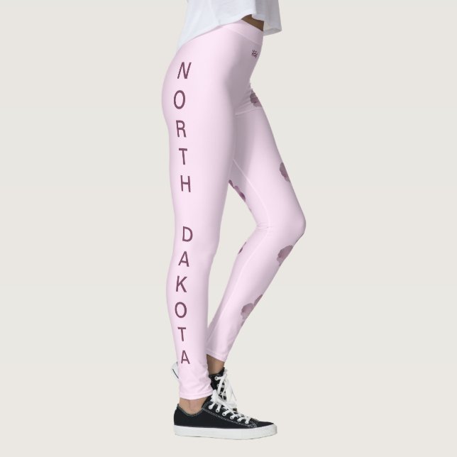 Pink North Dakota State Flower Wild Rose Leggings (Right)