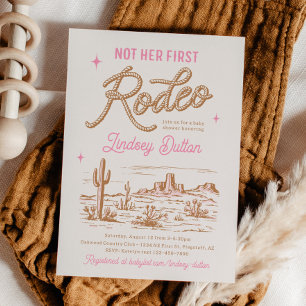 Pink Not Her First Rodeo Baby Shower Invitation