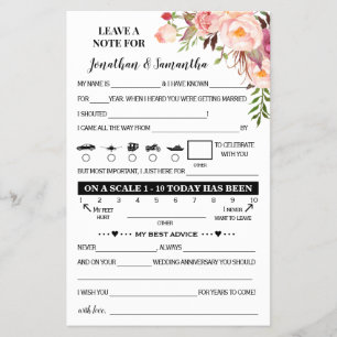 Pink Note for Couple Wedding Reception Card