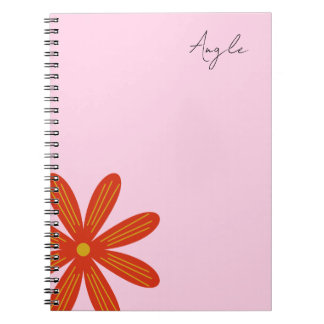 Pink Notebook with flower design and name tag