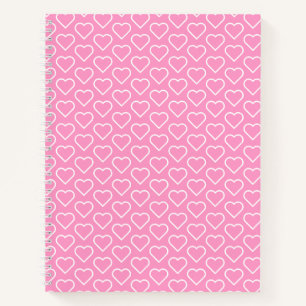 Pink Notebook with Hearts - Choose Colour