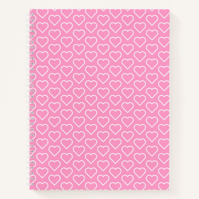 Pink Notebook with Hearts - Choose Colour (Front)