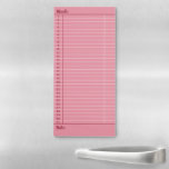 Pink Notes & Days of the Month Planner Magnetic Notepad<br><div class="desc">Practical monthly planner in the form of a magnetic notepad you can keep on the fridge with a pink background and red details with the days of the month, 1 to 31, practical lines, a place where you can write the month, and a space to jot down notes if needed....</div>