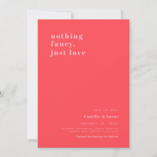 Pink Nothing fancy just love retro Wedding Invitation