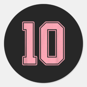 Pink Number 10 Jersey Player Uniform #10 Classic Round Sticker