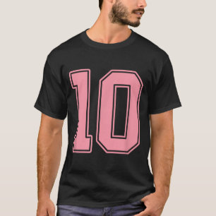 Pink Number 10 Jersey Player Uniform #10 T-Shirt