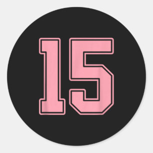 Pink Number 15 Jersey Player Uniform #15 Classic Round Sticker
