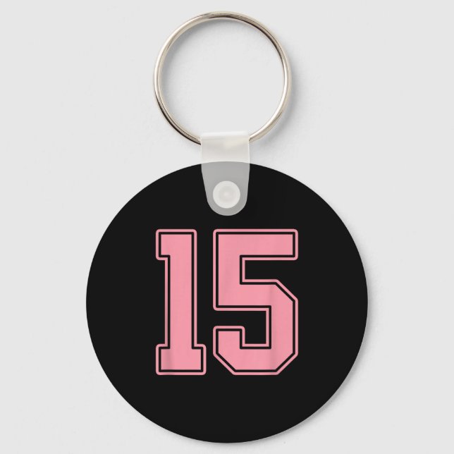 Pink Number 15 Jersey Player Uniform #15  Key Ring (Front)