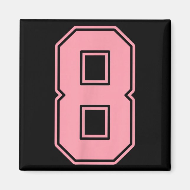 Pink Number 8 Jersey Player Uniform #8  Magnet (Front)