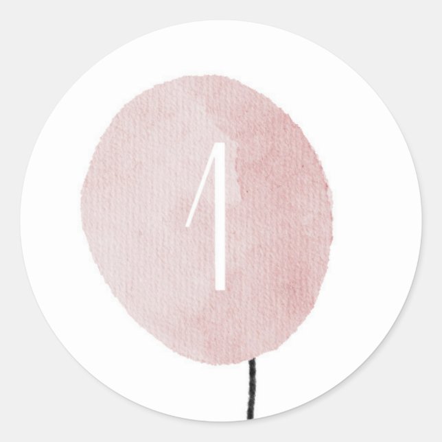 Pink Number One Balloon Sticker (Front)