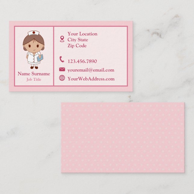 Pink Nurse Business Card (Front/Back)