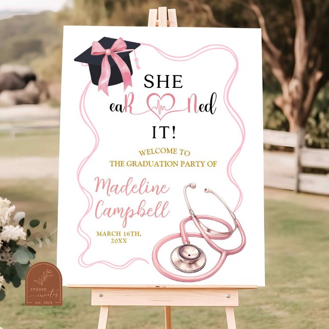 Pink Nurse Coquette Graduation Party Poster (Creator Uploaded)