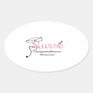 Pink Nurse graduation favour stickers with name