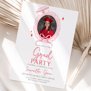Pink Nurse Graduation Party Invitation