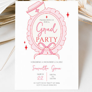 Pink Nurse Graduation Party Invitation