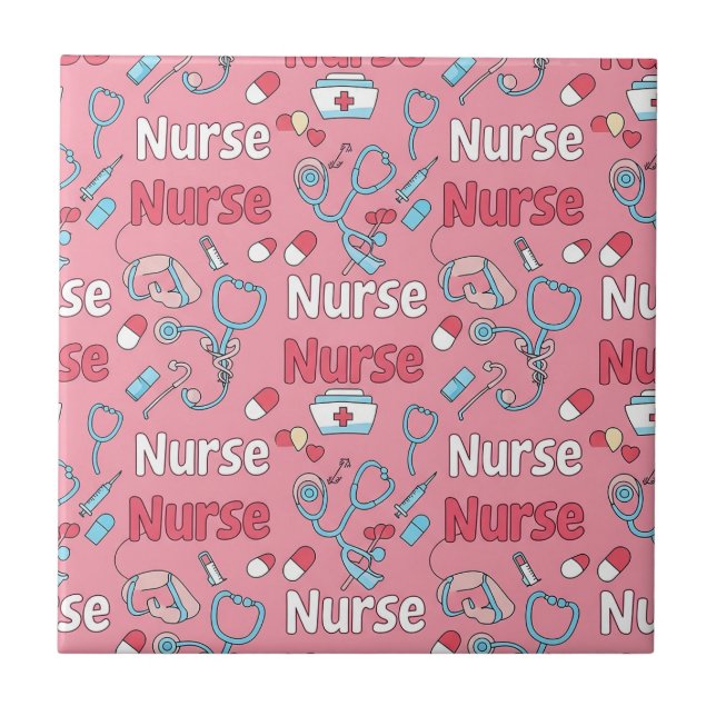 Pink Nurse Life Seamless Pattern (1) Tile (Front)