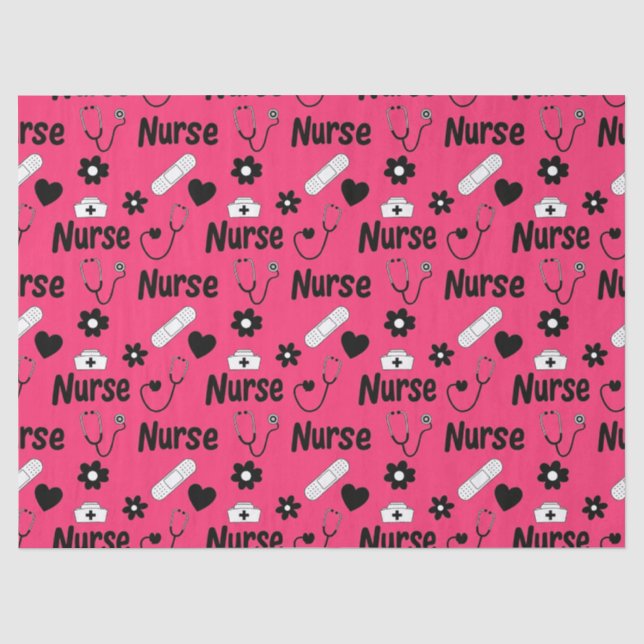 Pink Nurse Life Seamless Pattern (2) Tissue Paper (Front)
