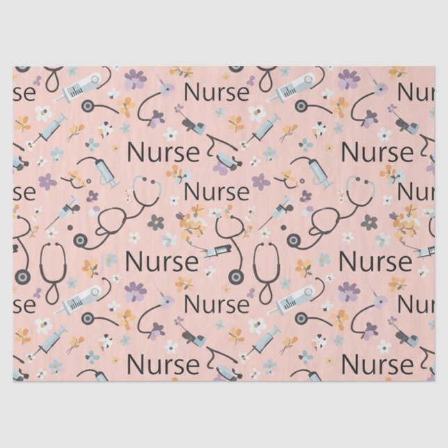 Pink Nurse Life Seamless Pattern (3) Tissue Paper (Front)