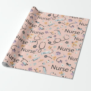 Pink Nurse Life Seamless Pattern (3) Wrapping Paper