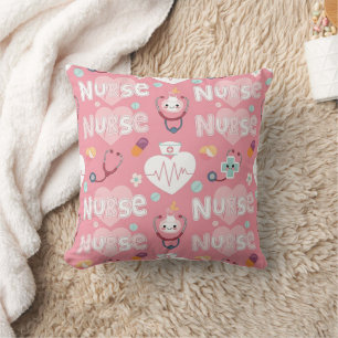 Pink Nurse Life Seamless Pattern (4) Cushion