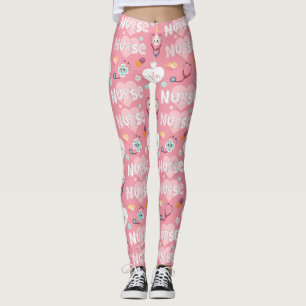 Pink Nurse Life Seamless Pattern (4) Leggings