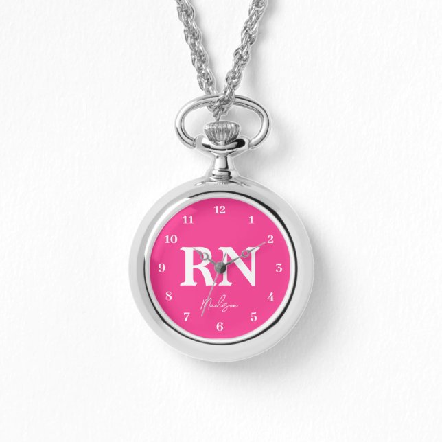 Pink Nurse Personalised Script Watch (Front)