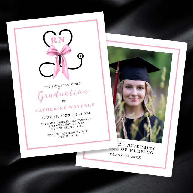 Pink Nursing School Graduation Party Invitation (Creator Uploaded)