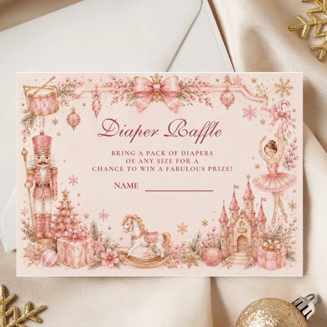 Pink Nutcracker Baby Shower Diaper Raffle Enclosure Card (Creator Uploaded)