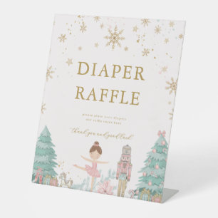 Pink Nutcracker Baby Shower Diaper Raffle Sign