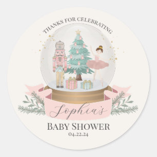 Pink Nutcracker Baby Shower Favours Classic Round Sticker