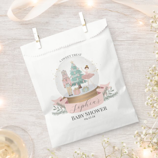 Pink Nutcracker Baby Shower Favours Cookie Treat Favour Bags (Clipped)