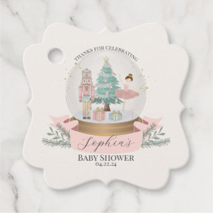 pink nutcracker baby shower party favours tag