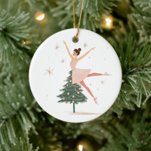 Pink Nutcracker Ballerina Ceramic Tree Decoration