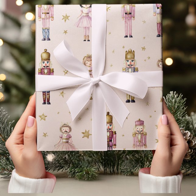 Pink Nutcracker Ballerina Christmas Wrapping Paper (Creator Uploaded)