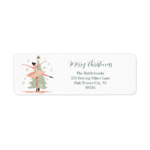 Pink Nutcracker Ballerina Return Address Labels