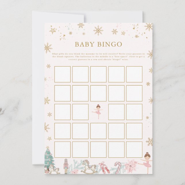 Pink Nutcracker Ballet Baby Bingo Game  (Front)