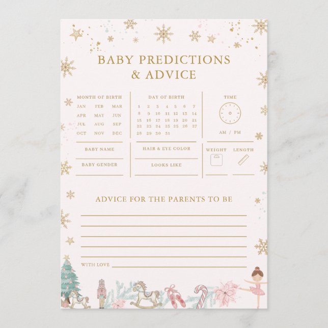Pink Nutcracker Ballet Baby Prediction Advice Game (Front)