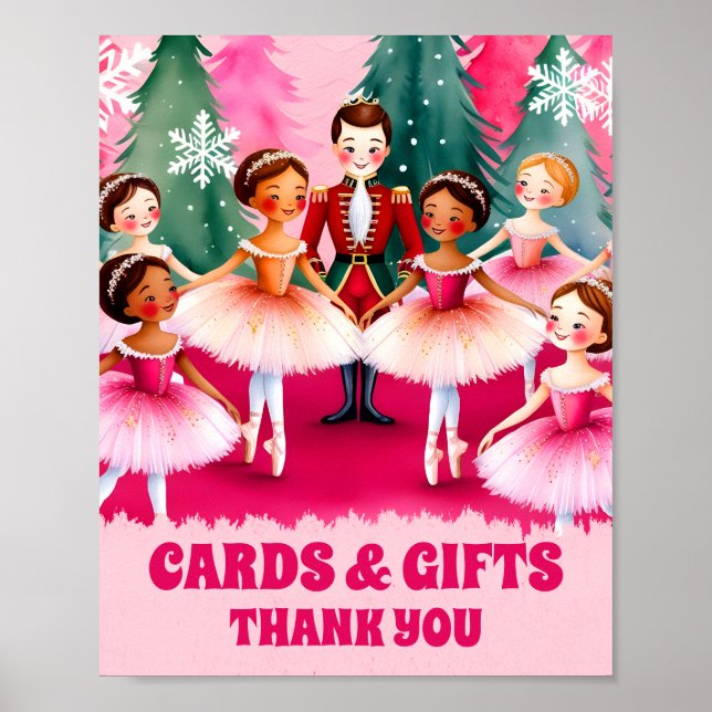 pink nutcracker Ballet Birthday cards & gift sign (Front)