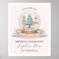 Pink Nutcracker Ballet birthday party welcome