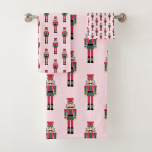 Pink Nutcracker Ballet Christmas Bath Towel