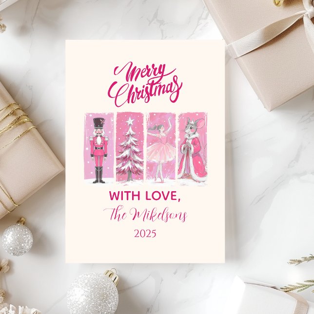 Pink Nutcracker Ballet Christmas Holiday Card (Creator Uploaded)