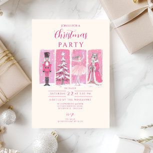 Pink Nutcracker Ballet Christmas Invitation
